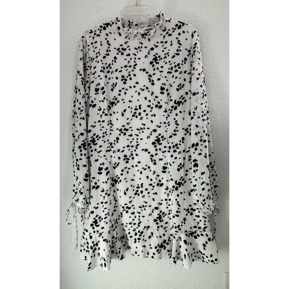 Missguided Womens Sheath Mini‎ Dress Sz. 14 Black & White Ruffles Summer Party